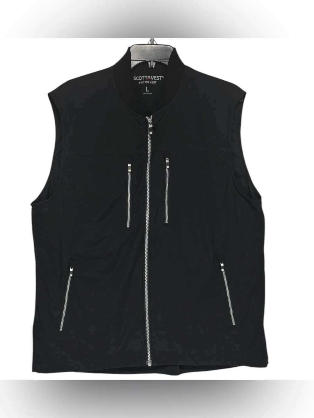 Scottevest The 101 Black Vest Jacket Mens Large Utility Tech Pockets Outdoor